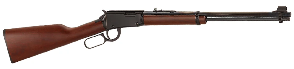 Henry lever-action rifle with classic wood stock and barrel design