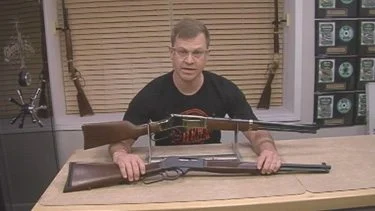 Man demonstrating proper maintenance and care for a Henry lever-action rifle in an instructional video