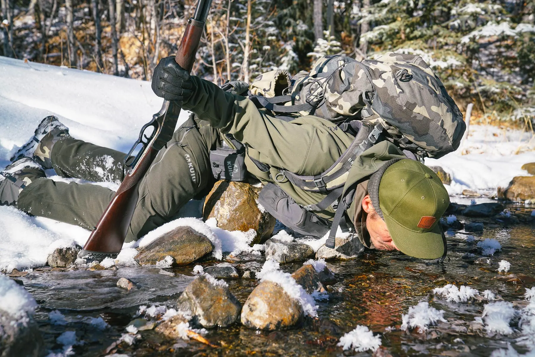 Henry Rifles Iron Sights- drinking from brook