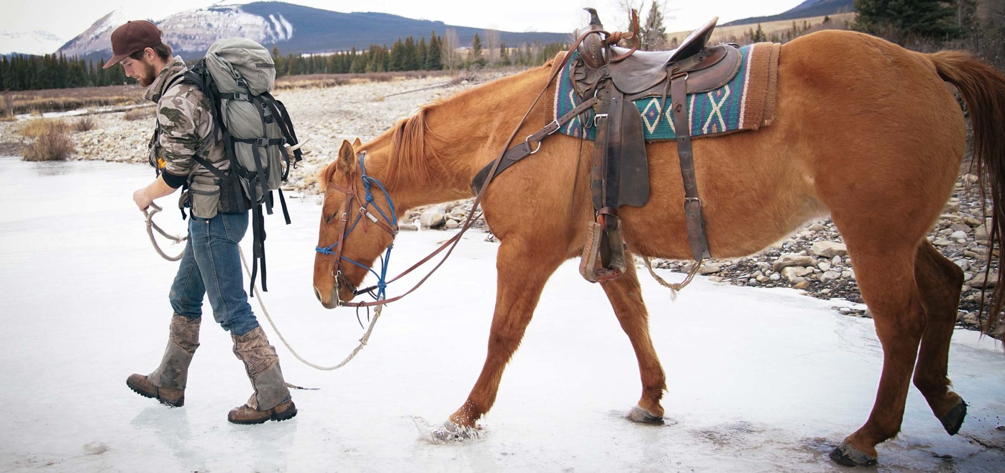 Henry Rifles Iron Sights-with horse crossing ice