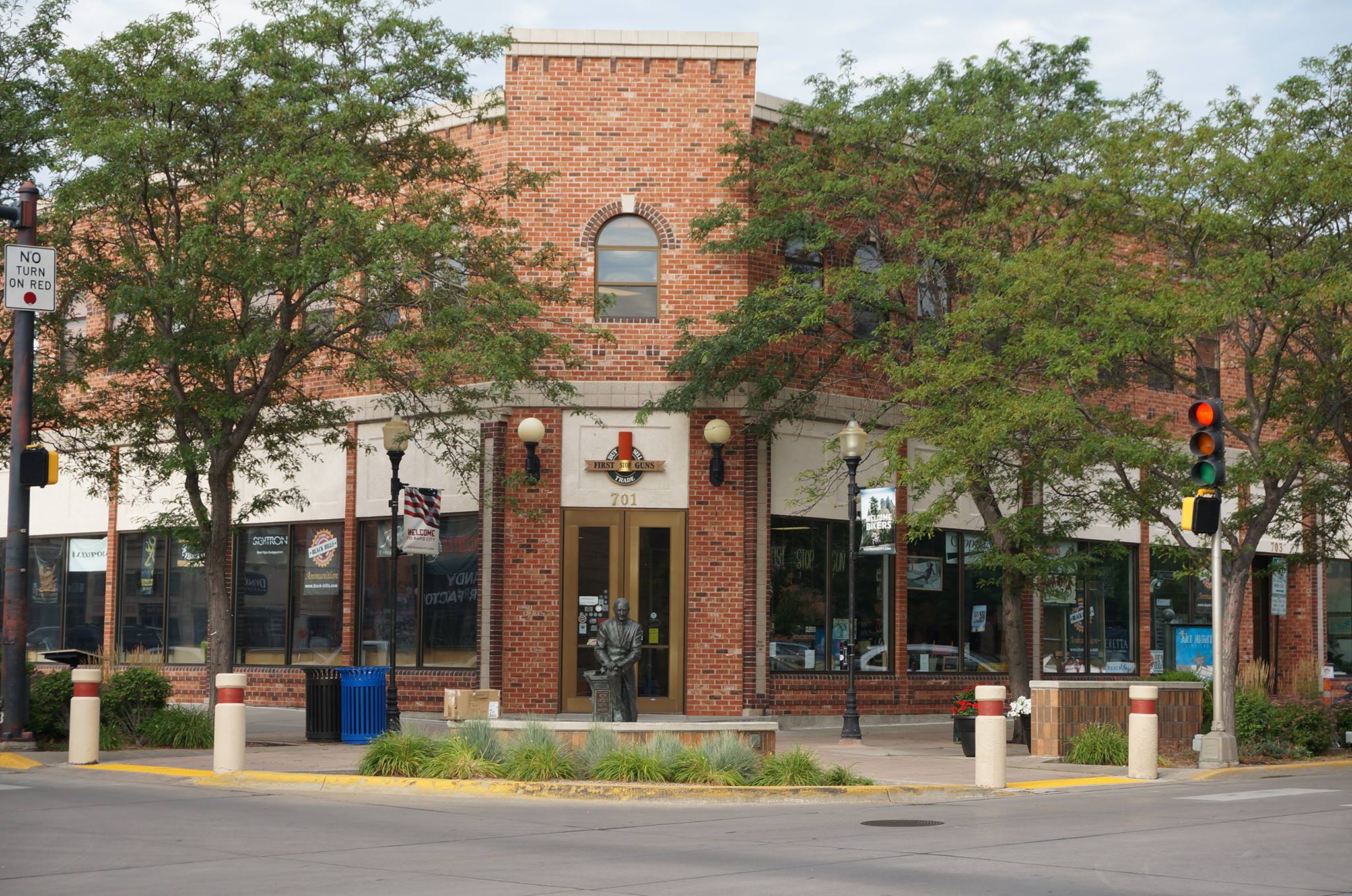 Exterior view of First Stop Gun Shop in Rapid City, South Dakota, a Henry Repeating Arms dealer featuring a wide selection of Henry rifles and accessories.