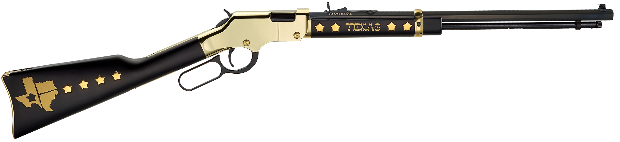 Henry Repeating Arms Texas Tribute Edition lever-action rifle with gold-plated details and star design