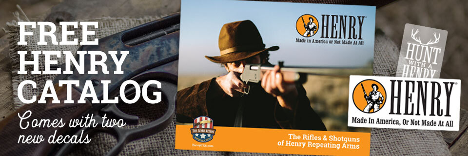 Henry Repeating Arms catalog featuring versatile lever-action rifles and shotguns for hunting, self-defense, and target shooting