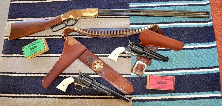 Custom Henry Repeating Arms lever-action rifle with engraved walnut stock for law enforcement