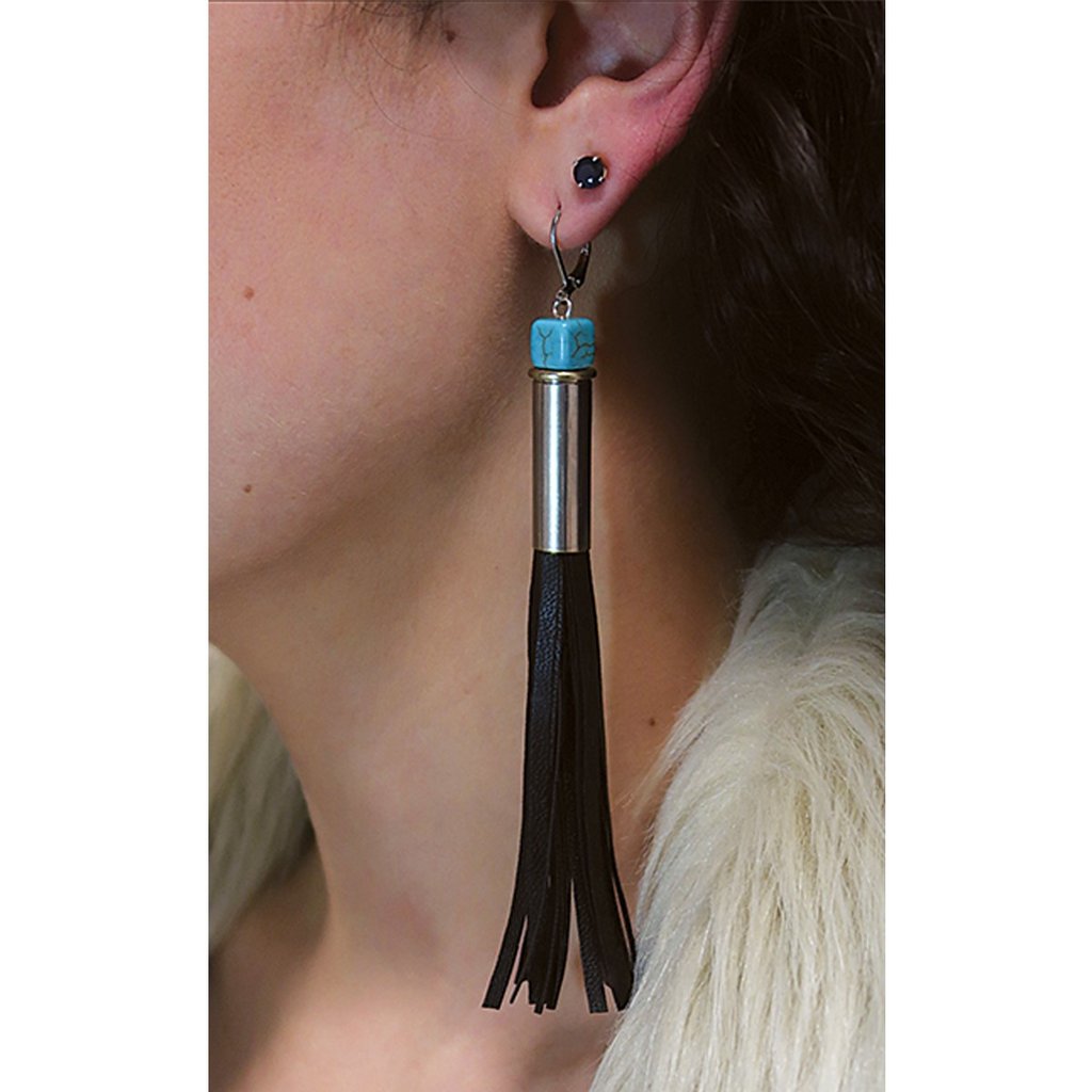 Shootergirl Leather Tassel Earrings