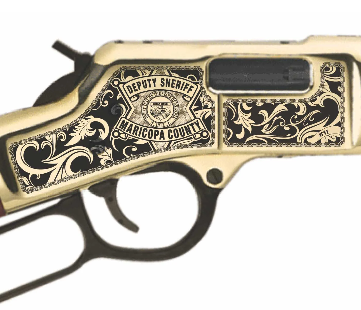 Custom Henry Golden Boy rifle with Maricopa County Sheriff's Office badge design