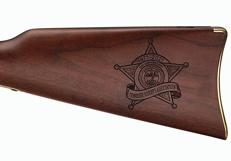 Henry custom engraved rifle with American walnut buttstock