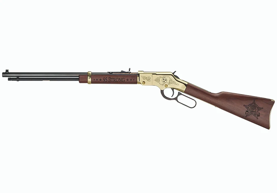 Custom Henry Golden Boy lever-action rifle with engraved walnut stock for law enforcement