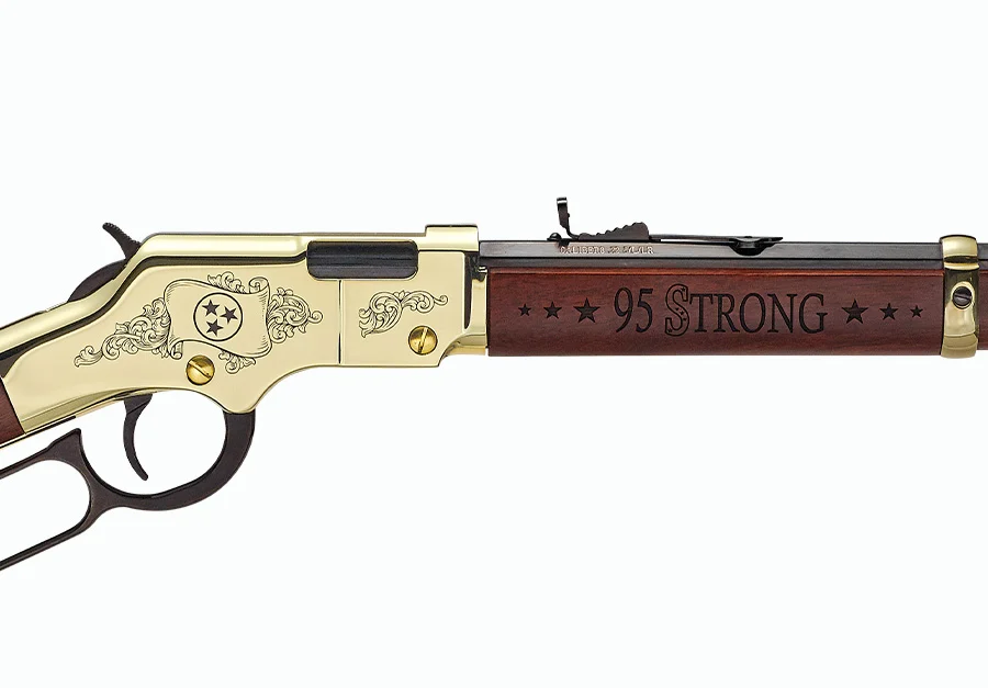 Henry Repeating Arms custom law enforcement rifle with engraved design and unique serial number