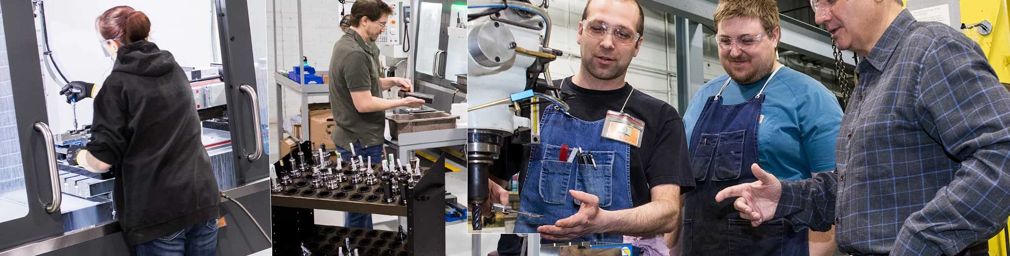 Henry Repeating Arms factory floor employees discussing firearms production