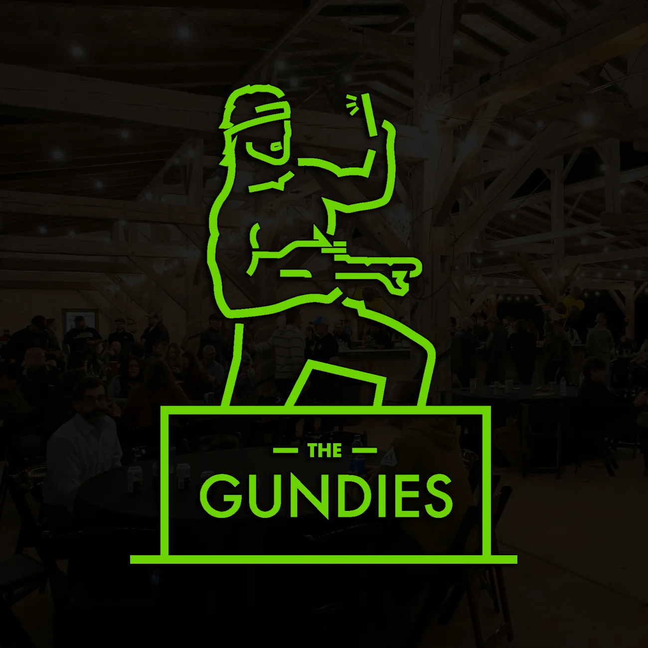 The Gundies green logo on black background