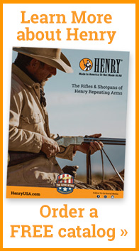 Henry Repeating Arms catalog banner featuring iconic lever-action rifles and shotguns
