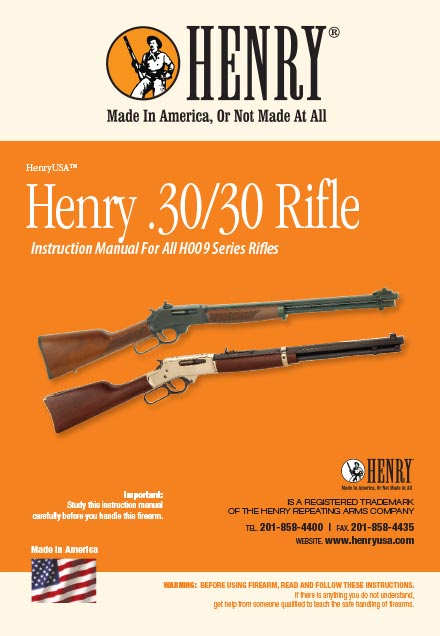 Henry .30-30 Rifle Instruction Manual cover with rifle image