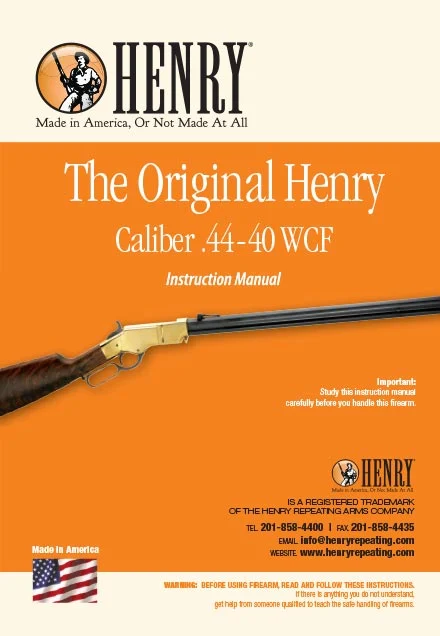 Henry Original Repeating Arms 44-40 WCF rifle instruction manual cover