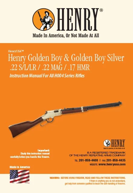 Henry Golden Boy & Golden Boy Silver .17 HMR rifle instruction manual cover