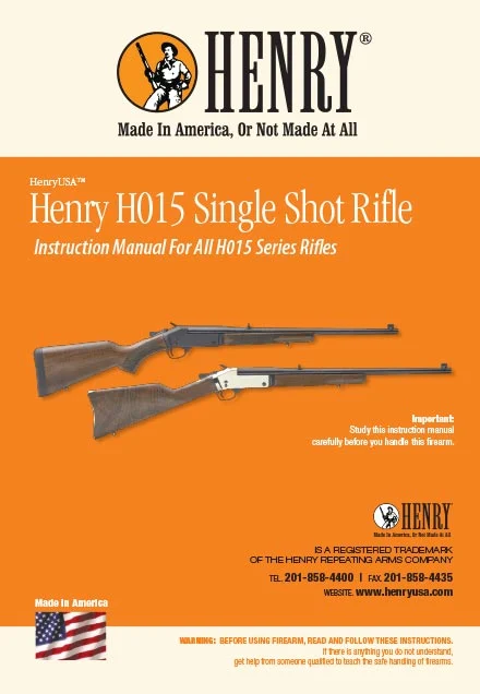 Cover of the Henry H015 Single Shot Rifle instruction manual