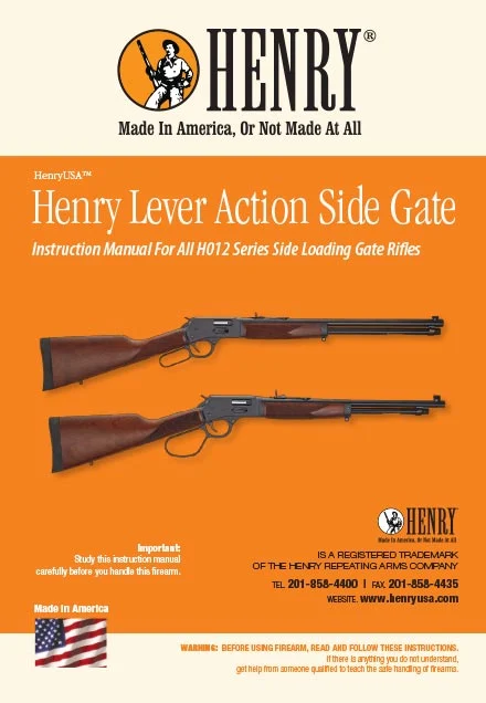 Instruction manual cover for Henry Lever Action Side Gate Rifles