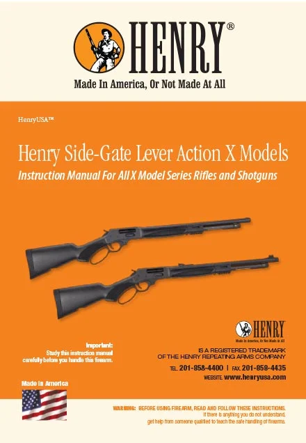 Henry Side-Gate Lever Action X Models Instruction Manual cover