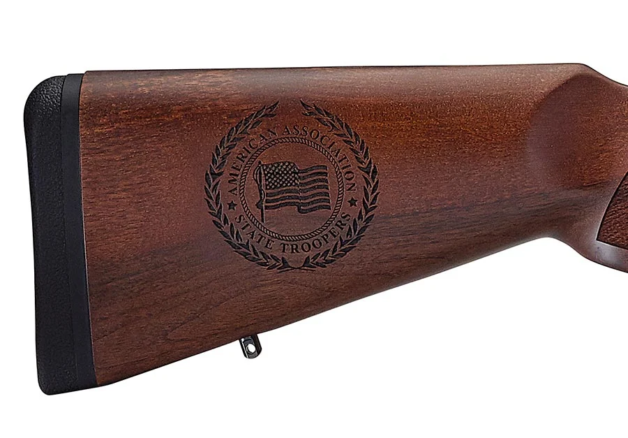 Custom Henry lever-action rifle with engraved American walnut stock and unique department serial number