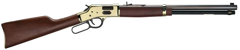 Henry Repeating Arms custom lever-action rifle with wood stock and silver-colored metal parts