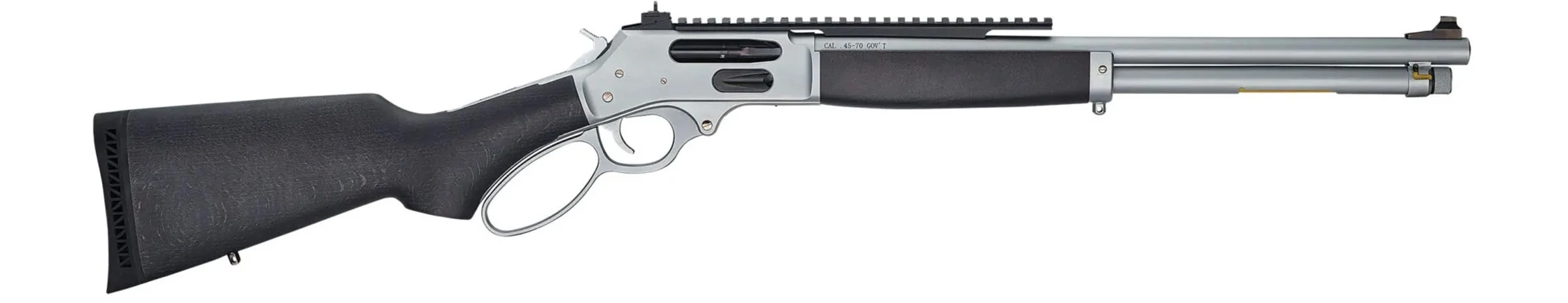 Custom Henry Repeating Arms lever-action rifle with engraved walnut stock for law enforcement