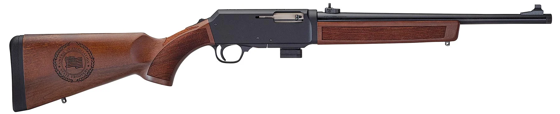 Henry Repeating Arms custom lever-action rifle with American walnut stock and custom engraved department badge