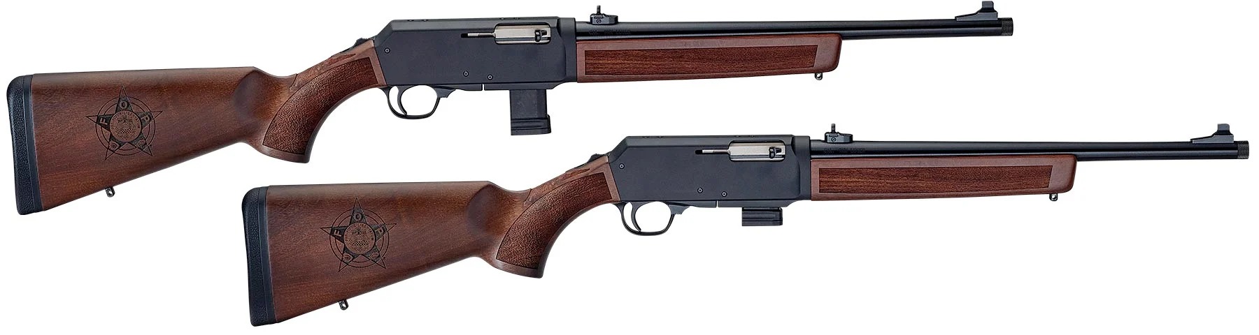 Henry Repeating Arms custom lever-action rifles with engraved department badges