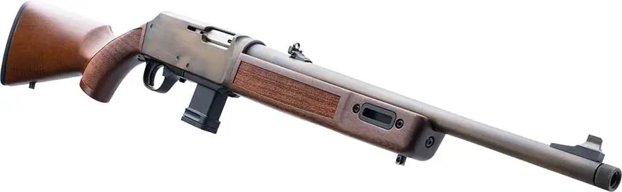 Henry Repeating Arms custom lever-action rifle with wood stock and silver-colored metal parts