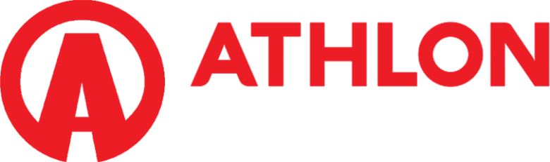 Athlon logo: red circular emblem with a stylized A, followed by the word ATHLON on a white background.