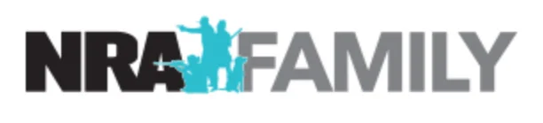 NRA Family logo: bold black 'NRA' next to gray 'FAMILY' with a blue silhouette of a family in the center.