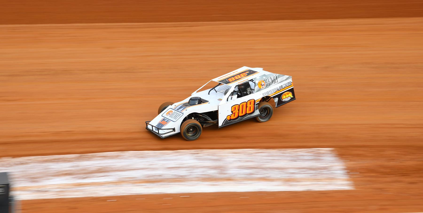 Racing car competing in Bristol Dirt Nationals event