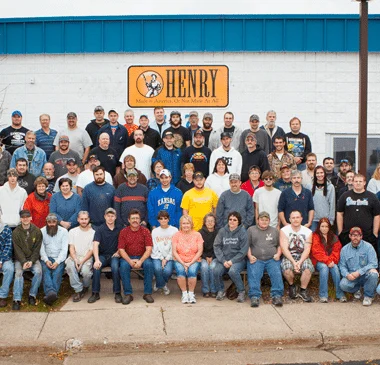 Group photo of Henry Repeating Arms employees at their manufacturing facility in Wisconsin