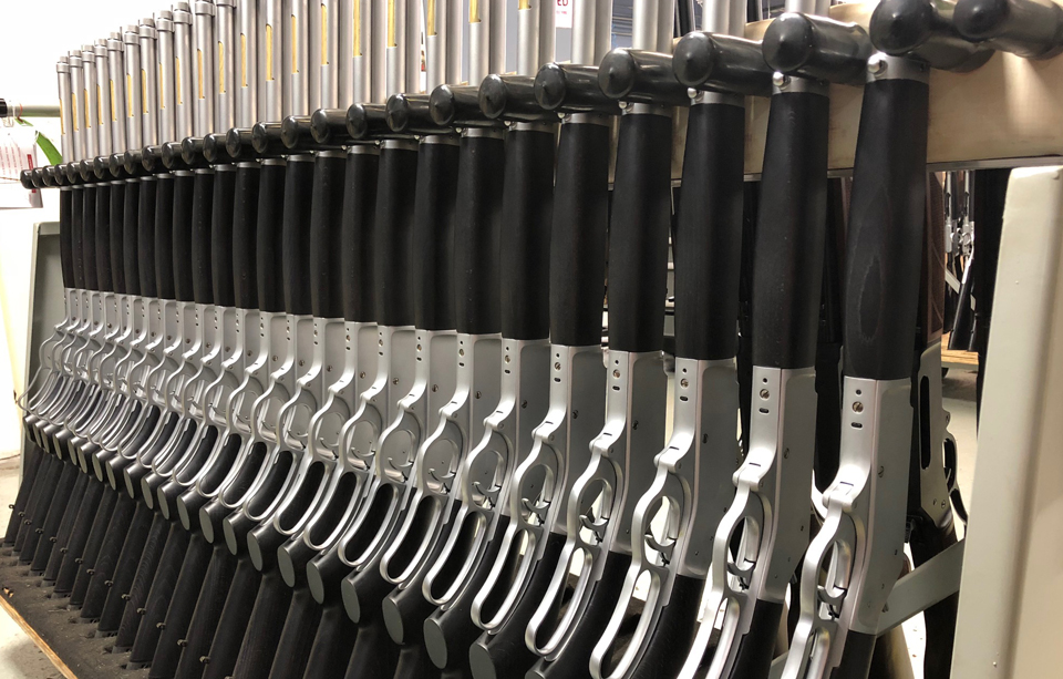 Henry All-Weather .45-70 lever action rifles awaiting packaging and shipping at Henry’s Rice Lake, WI facility. 