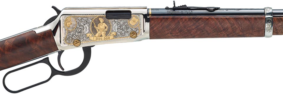 Henry Lever Action .22 rifle, one-millionth model produced with ornate receiver and wood stock