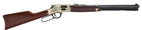 Henry American Legion Tribute Edition lever-action rifle with wooden stock and brass-finish receiver