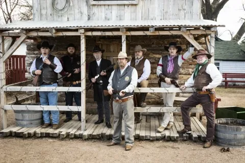 Custom Henry Repeating Arms lever-action rifle with engraved walnut stock for law enforcement